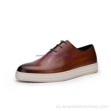 Zapatos de cordones de cuero genuino casual para hombres